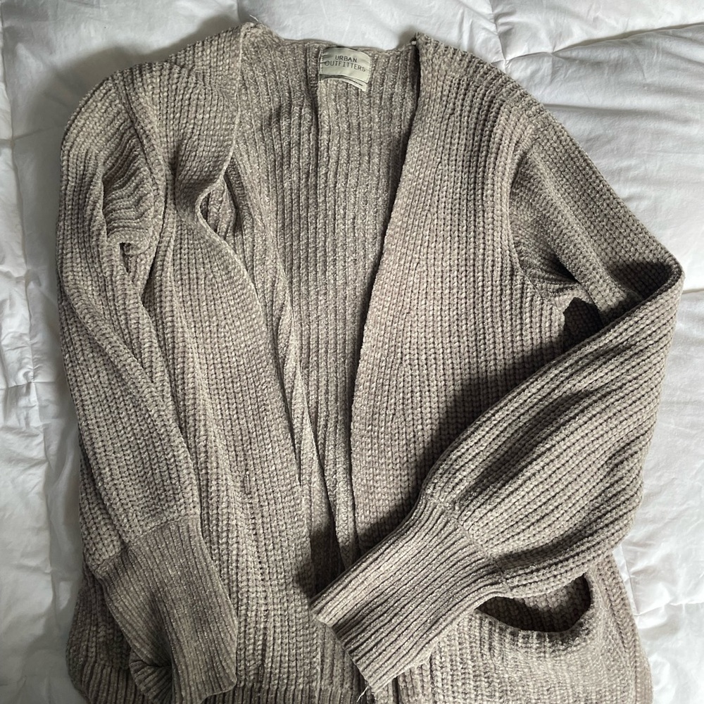 Chenille urban outfitters grey cardigan